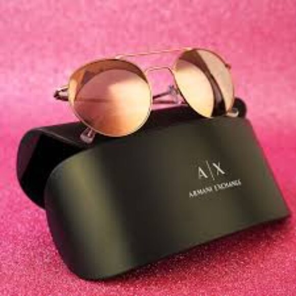 Armani Exchange Metallic Pink Aviator Sunglasses - Picture 1 of 9